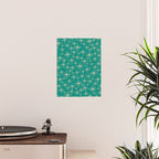 Stella - Retro Atomic Age Starbursts in Midcentury Modern Beige and Turquoise Teal Poster Gallery Image 2
