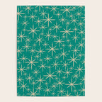 Stella - Retro Atomic Age Starbursts in Midcentury Modern Beige and Turquoise Teal Poster Gallery Image 4