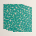 Stella - Retro Atomic Age Starbursts in Midcentury Modern Beige and Turquoise Teal Wrapping Paper Gallery Image 3