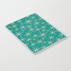 Stella - Retro Atomic Age Starbursts in Midcentury Modern Beige and Turquoise Teal Notebook Gallery Image 3