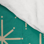 Stella - Retro Atomic Age Starbursts in Midcentury Modern Beige and Turquoise Teal Comforter Gallery Image 4
