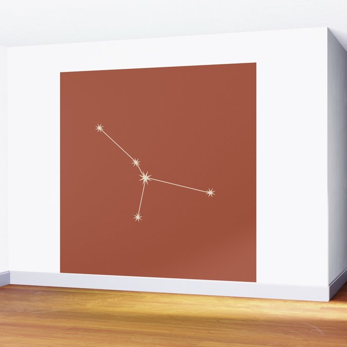 Cancer Zodiac Star Constellation Line Art Terracotta Red Wall Mural Gallery Image 2