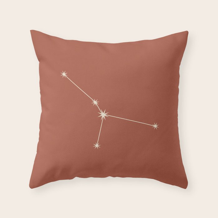 Cancer Zodiac Star Constellation Line Art Terracotta Red Throw Pillow Gallery Image 6