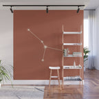 Cancer Zodiac Star Constellation Line Art Terracotta Red Wall Mural Gallery Image 1