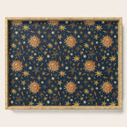 Vintage Star Collage Print in Navy Serving Tray Gallery Image 1