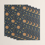Vintage Star Collage Print in Navy Wrapping Paper Gallery Image 3