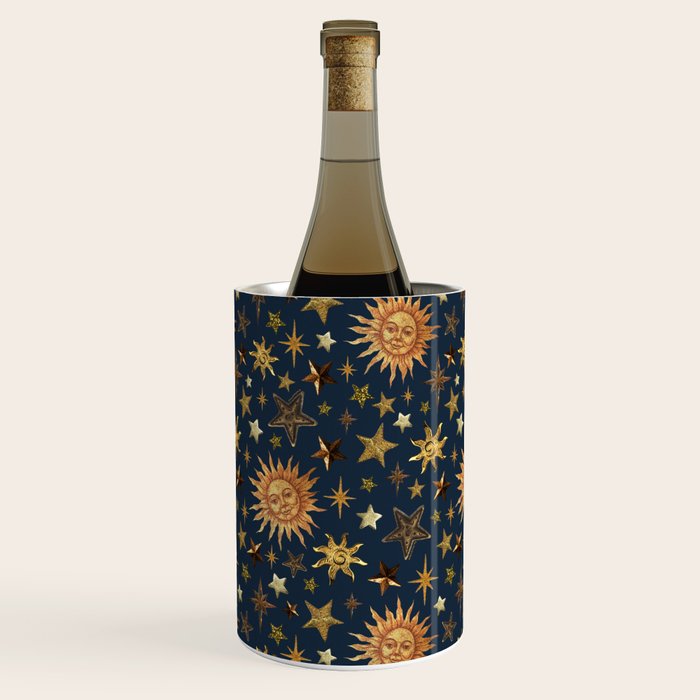 Vintage Star Collage Print in Navy Wine Chiller Gallery Image 1