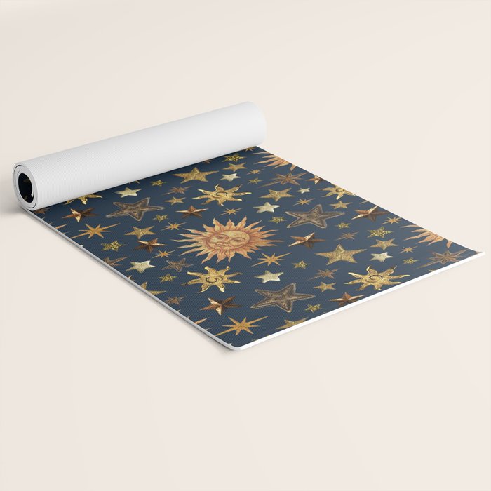 Vintage Star Collage Print in Navy Yoga Mat Gallery Image 2