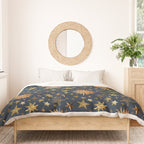 Vintage Star Collage Print in Navy Duvet Cover Gallery Image 3