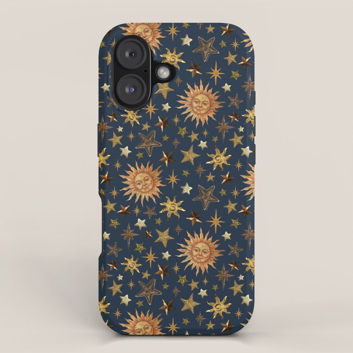 Vintage Star Collage Print in Navy iPhone Case Gallery Image 1