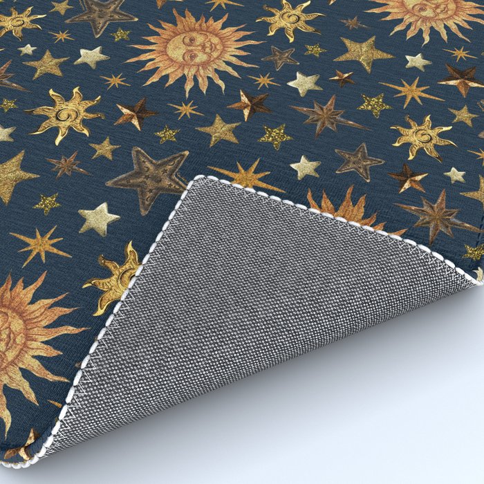 Vintage Star Collage Print in Navy Rug Gallery Image 4