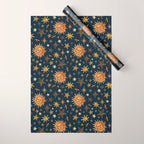 Vintage Star Collage Print in Navy Wrapping Paper Gallery Image 1