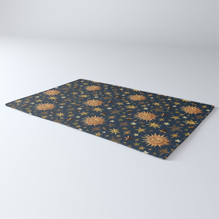Vintage Star Collage Print in Navy Rug Gallery Image 3