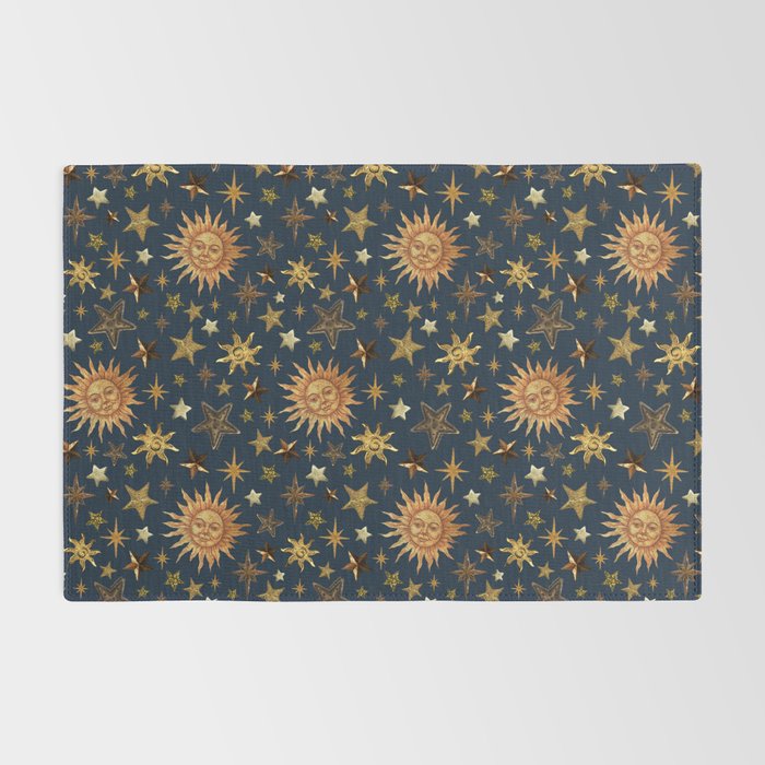 Vintage Star Collage Print in Navy Rug Gallery Image 2