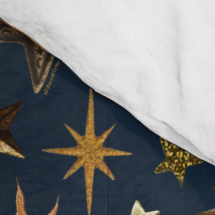 Vintage Star Collage Print in Navy Comforter Gallery Image 4