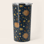Vintage Star Collage Print in Navy Travel Mug Gallery Image 1