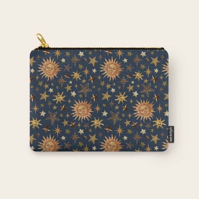 Vintage Star Collage Print in Navy Carry All Pouch Gallery Image 1