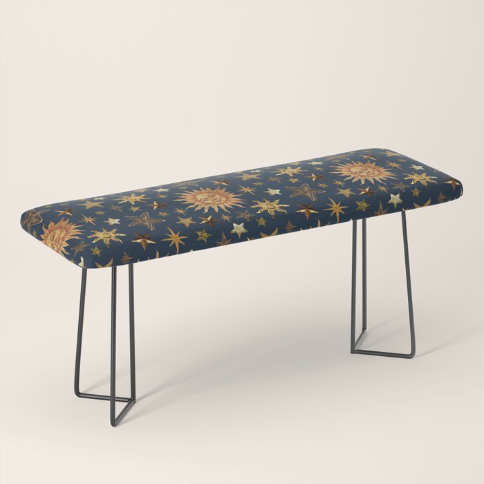 Vintage Star Collage Print in Navy Bench Gallery Image 1