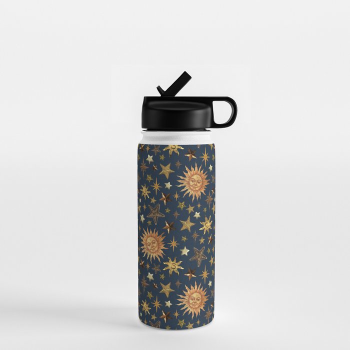 Vintage Star Collage Print in Navy Water Bottle Gallery Image 1