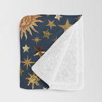 Vintage Star Collage Print in Navy Throw Blanket Gallery Image 3