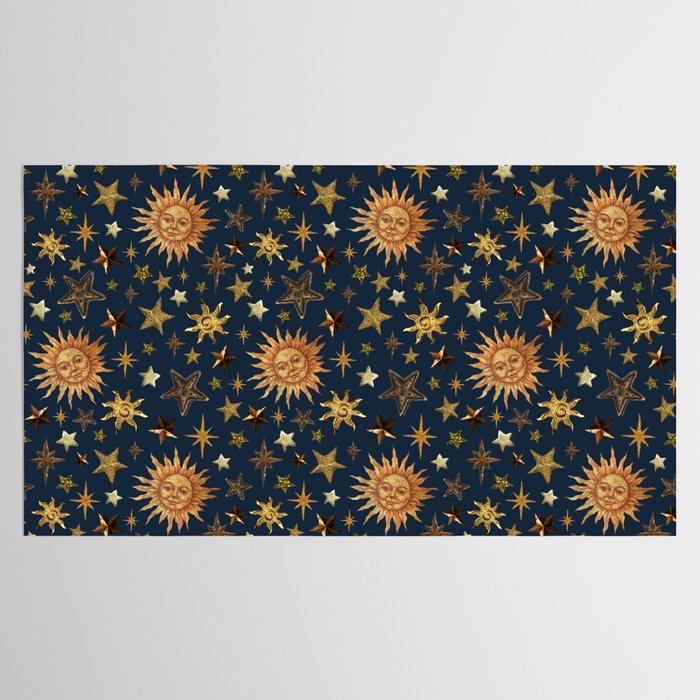 Vintage Star Collage Print in Navy Tablecloth Gallery Image 2