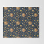 Vintage Star Collage Print in Navy Throw Blanket Gallery Image 2