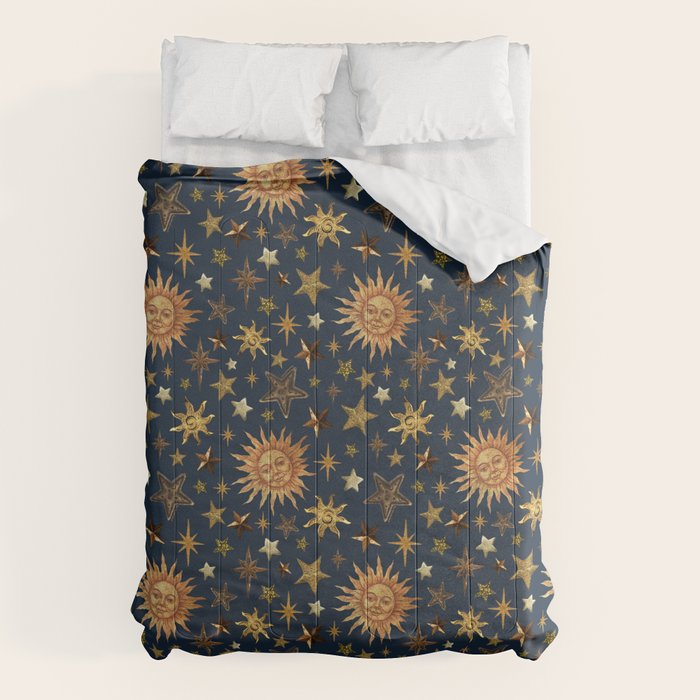 Vintage Star Collage Print in Navy Comforter Gallery Image 6