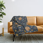 Vintage Star Collage Print in Navy Throw Blanket Gallery Image 1
