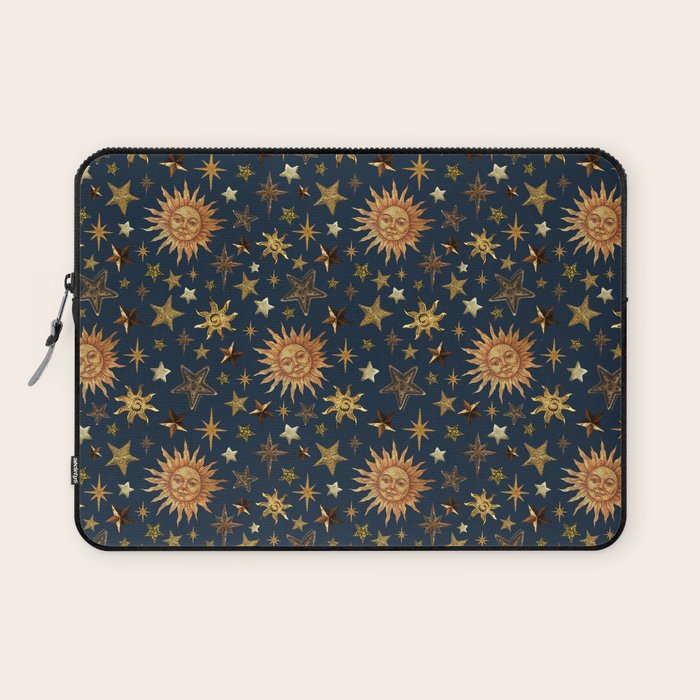 Vintage Star Collage Print in Navy Laptop Sleeve Gallery Image 1
