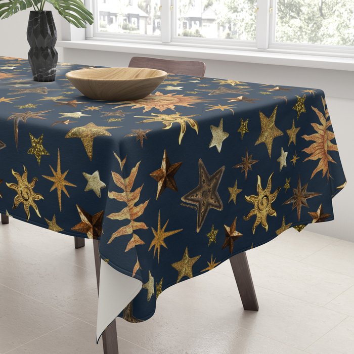 Vintage Star Collage Print in Navy Tablecloth Gallery Image 3