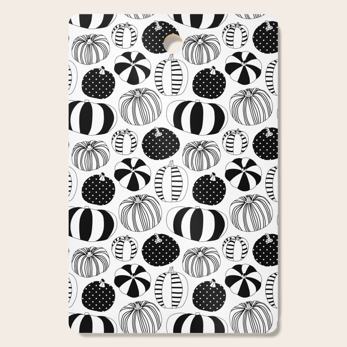 Black and white pumpkin vegetable pattern Cutting Board Gallery Image 1