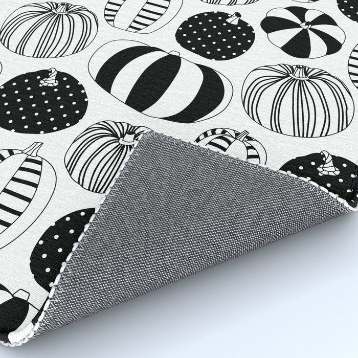 Black and white pumpkin vegetable pattern Rug Gallery Image 4
