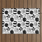 Black and white pumpkin vegetable pattern Outdoor Rug Gallery Image 1