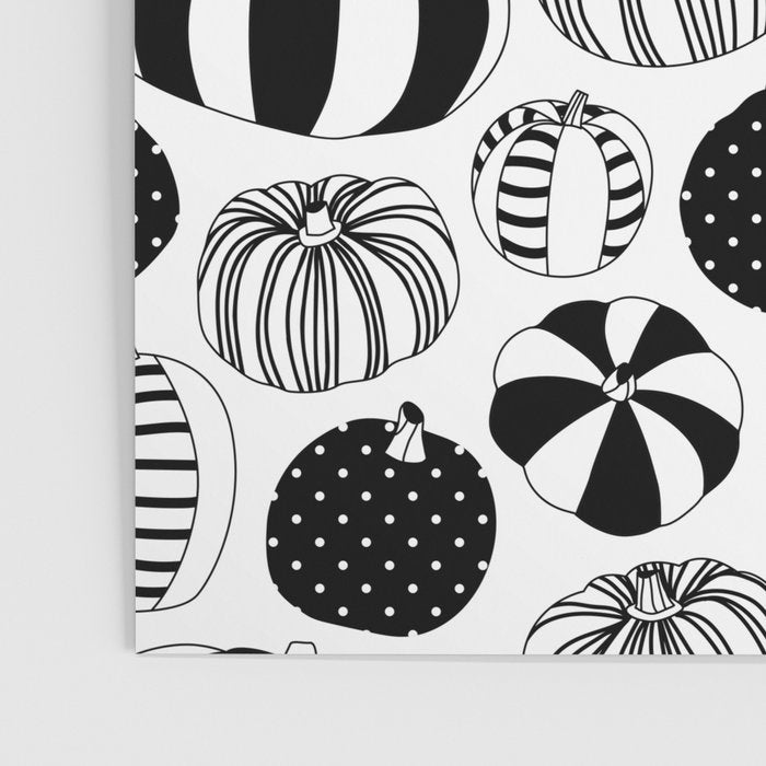 Black and white pumpkin vegetable pattern Poster Gallery Image 3