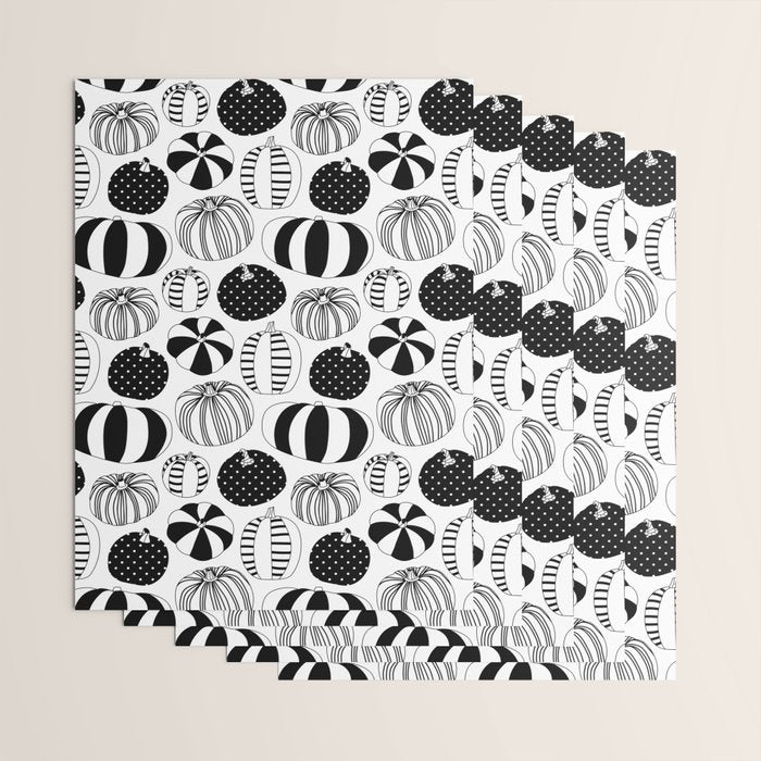 Black and white pumpkin vegetable pattern Wrapping Paper Gallery Image 3