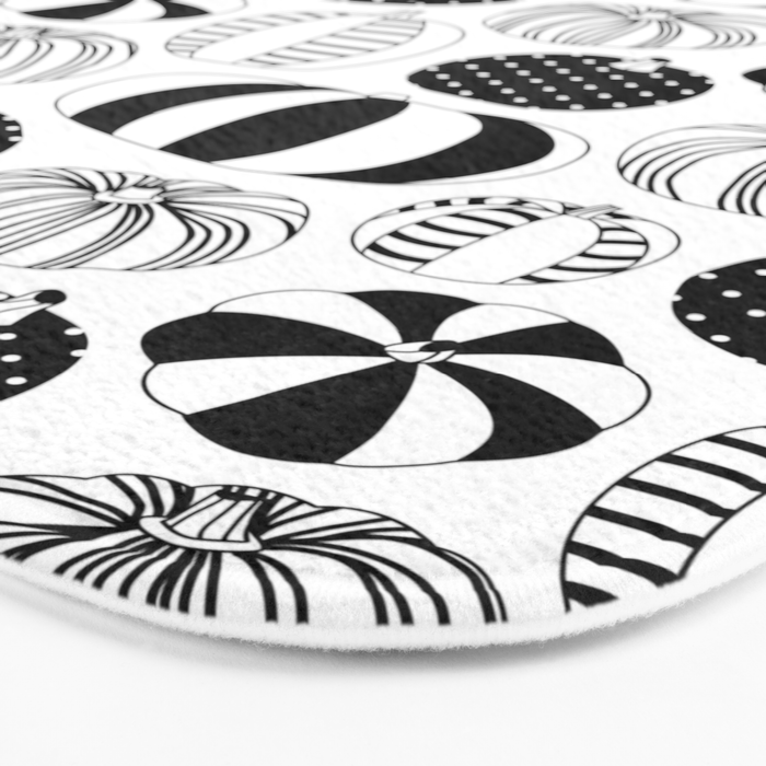 Black and white pumpkin vegetable pattern Bath Mat Gallery Image 3