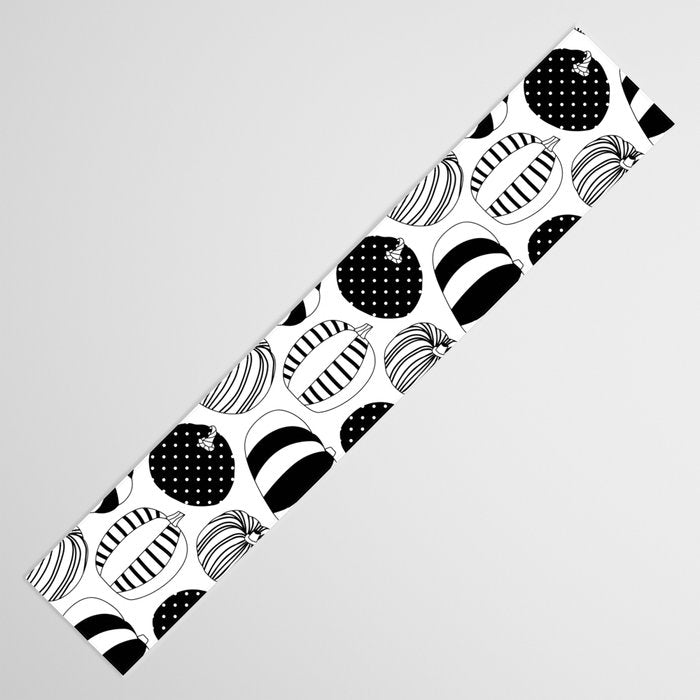 Black and white pumpkin vegetable pattern Table Runner Gallery Image 3