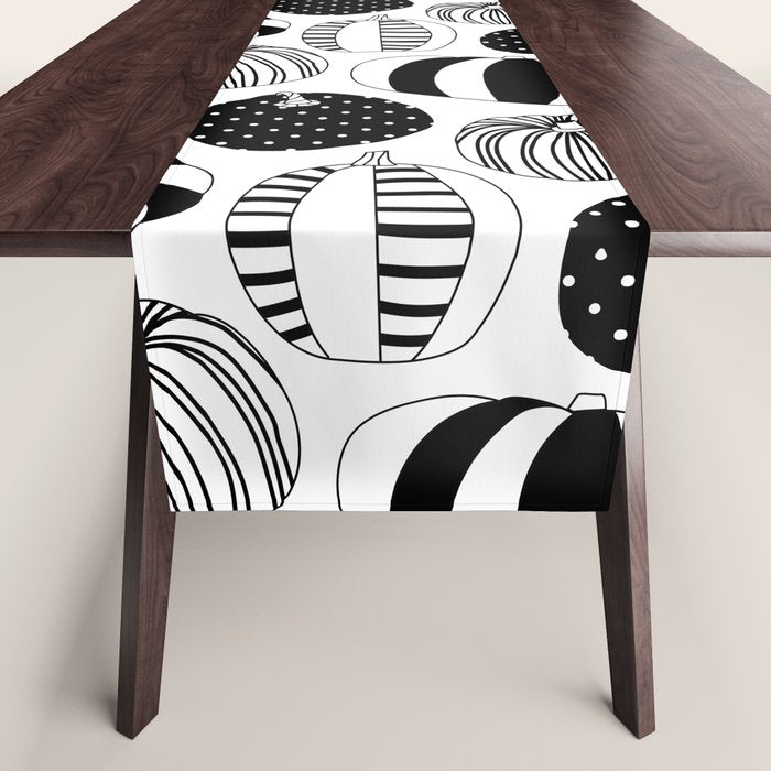 Black and white pumpkin vegetable pattern Table Runner Gallery Image 1