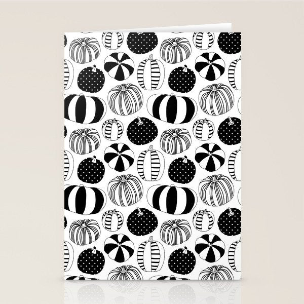 Black and white pumpkin vegetable pattern Stationery Card Gallery Image 2