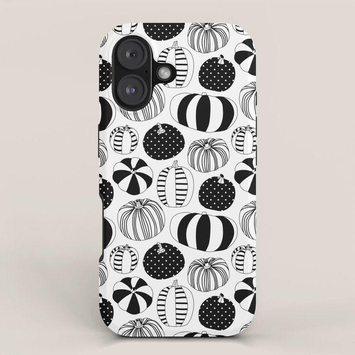 Black and white pumpkin vegetable pattern iPhone Case Gallery Image 1