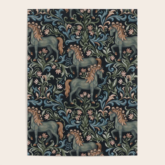 Whimsical Horses Botanicals II Poster Gallery Image 1