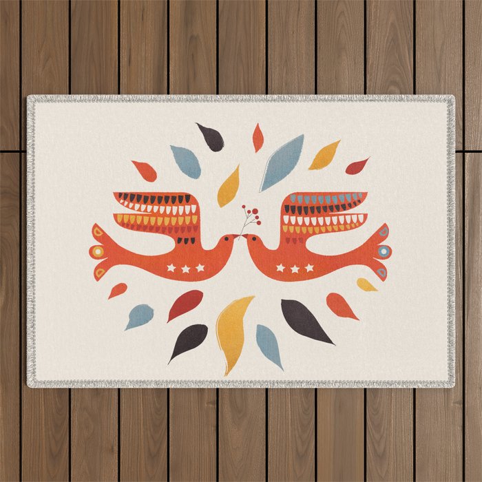 A Pair Of Festive Birds Outdoor Rug Gallery Image 1