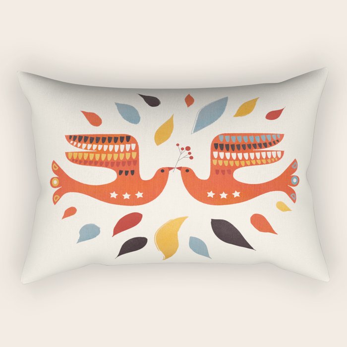 A Pair Of Festive Birds Rectangular Pillow Gallery Image 1