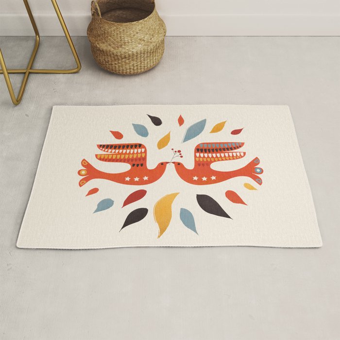 A Pair Of Festive Birds Rug Gallery Image 1