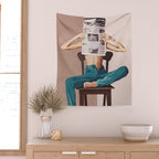 Woman Reading Newspaper Wall Tapestry Gallery Image 2