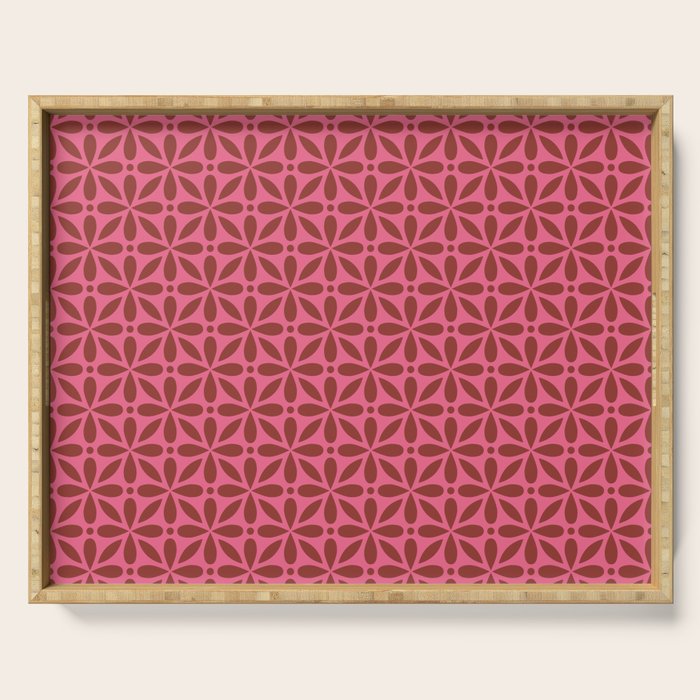 Retro Floral Geometric Pattern Serving Tray Gallery Image 1