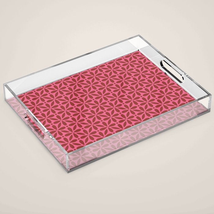 Retro Floral Geometric Pattern Acrylic Tray Gallery Image 1