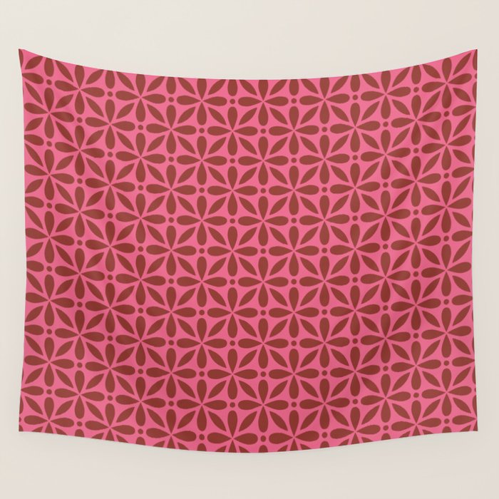 Retro Floral Geometric Pattern Wall Tapestry Gallery Image 1