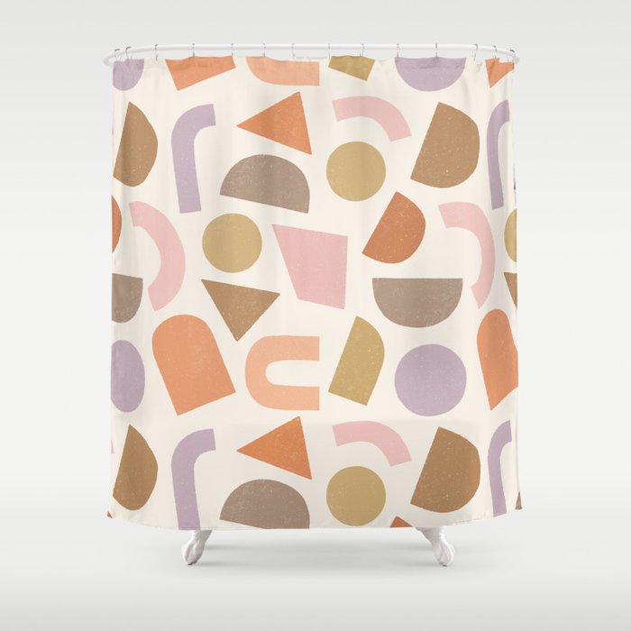 Bauhaus Geo Shapes - Fall Colors Shower Curtain Gallery Image 1