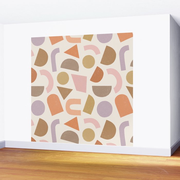 Bauhaus Geo Shapes - Fall Colors Wall Mural Gallery Image 2